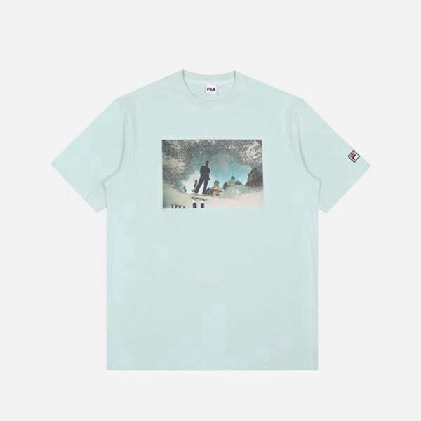 Fila Artist Graphic S/S Men's T-Shirts - Turquoise,NZ 973-58346